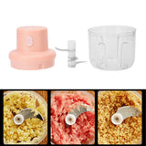 250ml Pink Electric Meat Grinder Food Chopper Mini Kitchen Shredder USB Charging