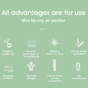 Air Purifier 8 Million Negative Ion Air Cleaner Tie Clip Portable Ion Generator USB ChargingGray