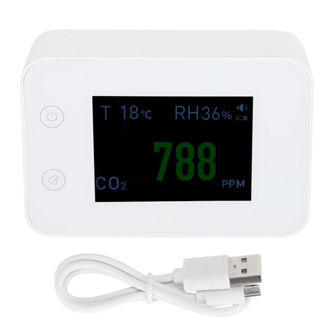 2.8in Air Quality Detector Infrared Induction Digital CO2 PM2.5 Tester USB Charging White In Australia - Darrahopens