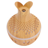 300ml Wood Grain Humidifier USB Powered Aroma Diffuser Humidifier with Ambient Night Light 2 Petal Hollow Shape