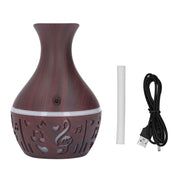 Aromatherapy Diffuser 300ml USB Powered Wood Grain Ultra Quiet LED Night Light Desk Humidifier for Home Office Hotel
