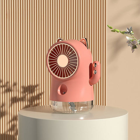 Misting Desk Fan Fortune Cat Shape Multifunction Nano Spray 3 Speeds Small Cooling Misting Fan for Home Office Travel Pink In Australia - Darrahopens