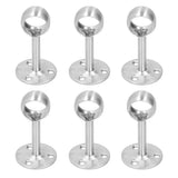 6Pcs Flanged Socket Stainless Steel Curtain Rod Brackets Wardrobe Pole Holder Hardware Fitting(22 AllPass ) In Australia - Darrahopens