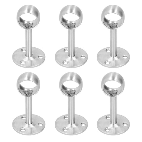 6Pcs Flanged Socket Stainless Steel Curtain Rod Brackets Wardrobe Pole Holder Hardware Fitting(22 AllPass ) In Australia - Darrahopens