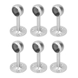 6Pcs Flanged Socket Stainless Steel Curtain Rod Brackets Wardrobe Pole Holder Hardware Fitting22 Half Pass