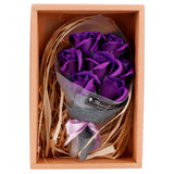 Rose Bouquet Artificial Fake Soap Flower Bunch for Wedding Ceremony Valentine's Day GiftPurple In Australia - Darrahopens