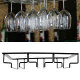 Wine Glass Rack Under Cabinet Stemware Holder Storage Hanger Metal Organizer for Bar Kitchen3 Slot 30x22.5cm Black
