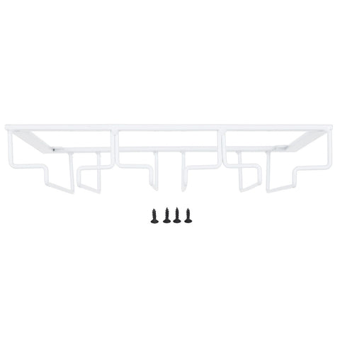 Wine Glass Rack Under Cabinet Stemware Holder Storage Hanger Metal Organizer for Bar Kitchen3 Slot 30x22.5cm White In Australia - Darrahopens