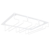 Wine Glass Rack Under Cabinet Stemware Holder Storage Hanger Metal Organizer for Bar Kitchen3 Slot 30x22.5cm White
