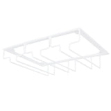 Wine Glass Rack Under Cabinet Stemware Holder Storage Hanger Metal Organizer for Bar Kitchen3 Slot 30x22.5cm White
