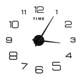 DIY Wall Clock Acrylic Frameless Mirror Surface Wall Sticker Clock Decor for Living Room BedroomBlack