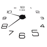 DIY Wall Clock Acrylic Frameless Mirror Surface Wall Sticker Clock Decor for Living Room BedroomBlack