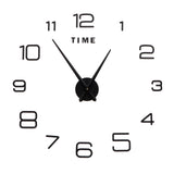 DIY Wall Clock Acrylic Frameless Mirror Surface Wall Sticker Clock Decor for Living Room BedroomBlack