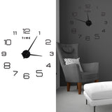 DIY Wall Clock Acrylic Frameless Mirror Surface Wall Sticker Clock Decor for Living Room BedroomBlack