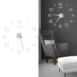 DIY Wall Clock Acrylic Frameless Mirror Surface Wall Sticker Clock Decor for Living Room BedroomSilver
