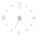 Modern Large Frameless DIY Wall Clock Mirror Surface Sticker for Home Office Room DecorSilver