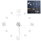 Modern Large Frameless DIY Wall Clock Mirror Surface Sticker for Home Office Room DecorSilver