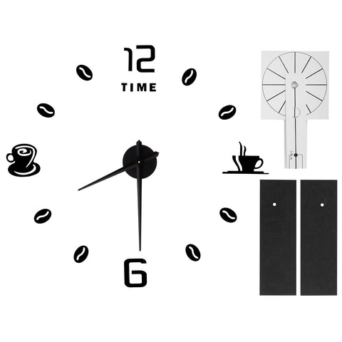 Modern Large Frameless DIY Wall Clock Mirror Surface Sticker for Home Office Room DecorBlack In Australia - Darrahopens