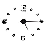 Modern Large Frameless DIY Wall Clock Mirror Surface Sticker for Home Office Room DecorBlack