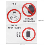 6PCS Caution Notice English Reminder Slogan Wall Sticker Sign for Hospital Company School