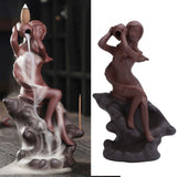 Incense Burner Red Stoneware Backflow Incense Holder Home Office Decoration Ornament