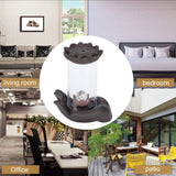 LED Waterfall Backflow Incense Burner with Windproof Cover Handicraft for Home Office Tea House