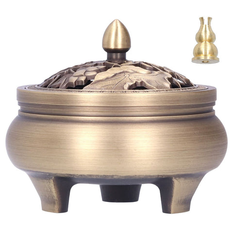 Antique Incense Burner Holder Brass with Lid 3‑Legged Buddha Ornament Home Decoration In Australia - Darrahopens