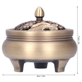 Antique Incense Burner Holder Brass with Lid 3‑Legged Buddha Ornament Home Decoration
