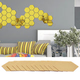 4 Set Mirror Wall Sticker Acrylic Hex Removable Decor Decal Background Home Decoration12.6cm Gold