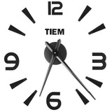 Frameless Wall Clock Sticker Mirror Surface Living Room Bedroom Office DIY DecorationBlack