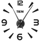 Frameless Wall Clock Sticker Mirror Surface Living Room Bedroom Office DIY DecorationBlack