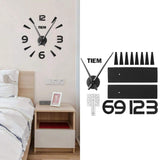 Frameless Wall Clock Sticker Mirror Surface Living Room Bedroom Office DIY DecorationBlack In Australia - Darrahopens