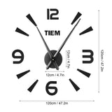 Frameless Wall Clock Sticker Mirror Surface Living Room Bedroom Office DIY DecorationBlack