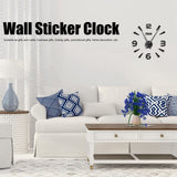 Frameless Wall Clock Sticker Mirror Surface Living Room Bedroom Office DIY DecorationBlack