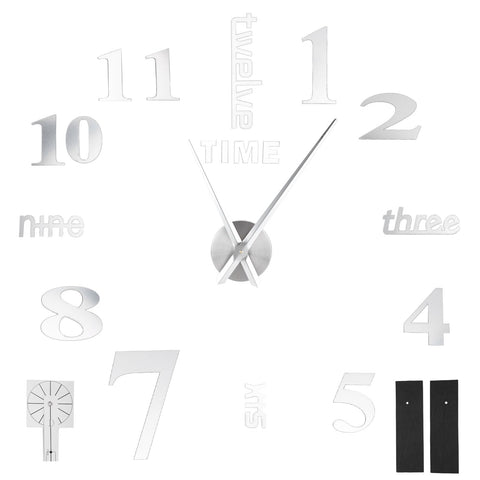 Frameless DIY Wall Clock Modern Mirror Wall Sticker for Home Living Room Bedroom DecorSilver In Australia - Darrahopens
