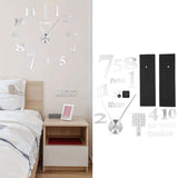 Frameless DIY Wall Clock Modern Mirror Wall Sticker for Home Living Room Bedroom DecorSilver