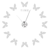 Large Wall Sticker Clock Butterfly Shape Innovation DIY Modern Art Living Room DecorationSilver
