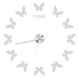 Large Wall Sticker Clock Butterfly Shape Innovation DIY Modern Art Living Room DecorationSilver