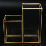 Glass Storage Container Garden Polygonal Column Golden Brass Bar Welding Flower Room Box