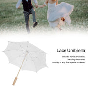 Lace Umbrella Parasol Vintage Wedding Bridal Umbrella for Photo Costume Party SuppliesL White