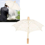 Lace Umbrella Parasol Vintage Wedding Bridal Umbrella for Photo Costume Party SuppliesS Beige