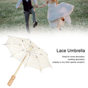 Lace Umbrella Parasol Vintage Wedding Bridal Umbrella for Photo Costume Party SuppliesS Beige