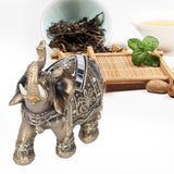 Elephant Statue Figurine Feng Shui Resin Animal Ornament Art Crafts Desktop DecorationGold L 13.5x6x14cm