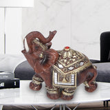 Resin Elephant Statue Figurine Crafts Desktop Ornaments for Home Living RoomRed M 11x6x11cm