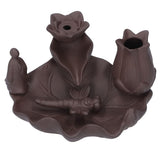 Incense Burner Red Porcelain Dragonfly Shape Backflow Smoke Waterfall Sandalwood Home Decor