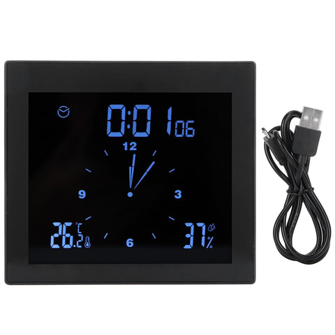 Digital Alarm Temperature Humidity Display Clock Indoor Table Timer Multifunctional for Household Office Decoration(Black TS-WP10-B ) In Australia - Darrahopens