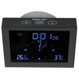 Digital Alarm Temperature Humidity Display Clock Indoor Table Timer Multifunctional for Household Office Decoration(Black TS-WP10-B )