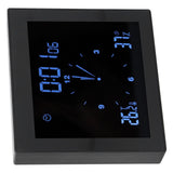 Digital Alarm Temperature Humidity Display Clock Indoor Table Timer Multifunctional for Household Office Decoration(Black TS-WP10-B )