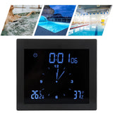 Digital Alarm Temperature Humidity Display Clock Indoor Table Timer Multifunctional for Household Office Decoration(Black TS-WP10-B )