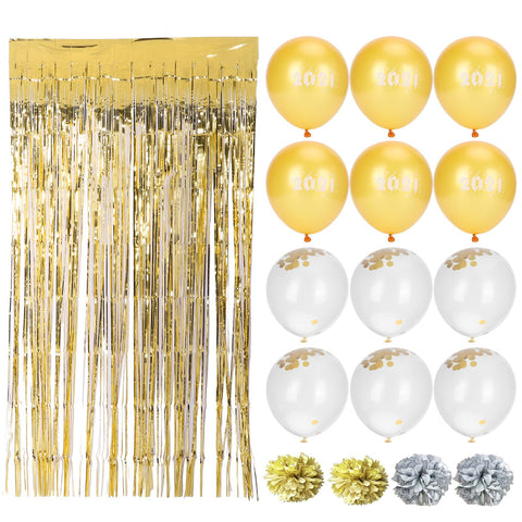 Sequin Balloon Set Decorative Fringed Curtain Paper Flower Ball for 2021 New Year Party In Australia - Darrahopens